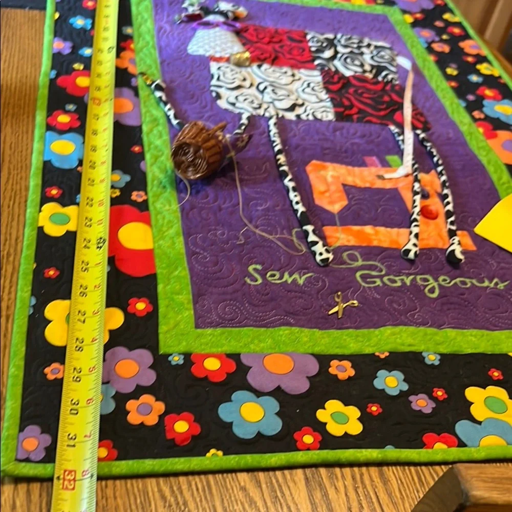 Handcrafted Floral Sewing Machine Wall Art by Sew Gorgeous with cow motif